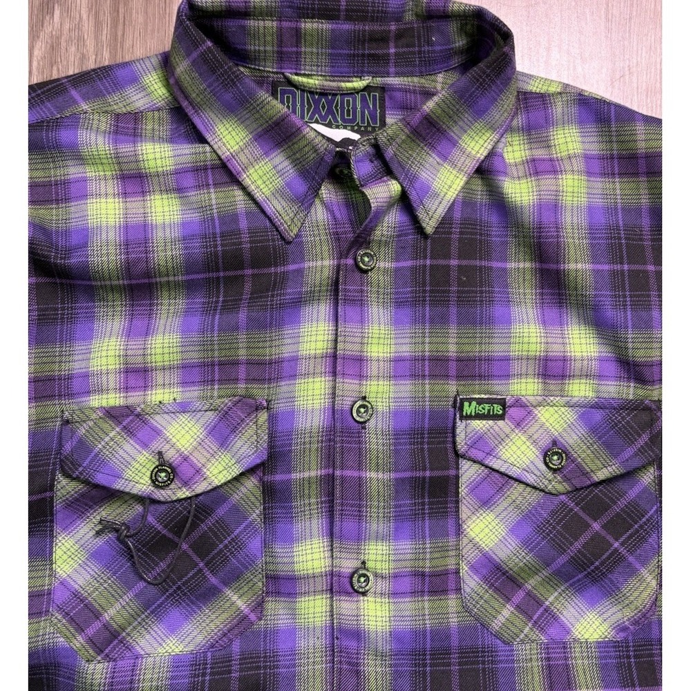 Dixxon Flannel Co The Misfits Men's Large Purple Green Plaid NEW Moto Biker L